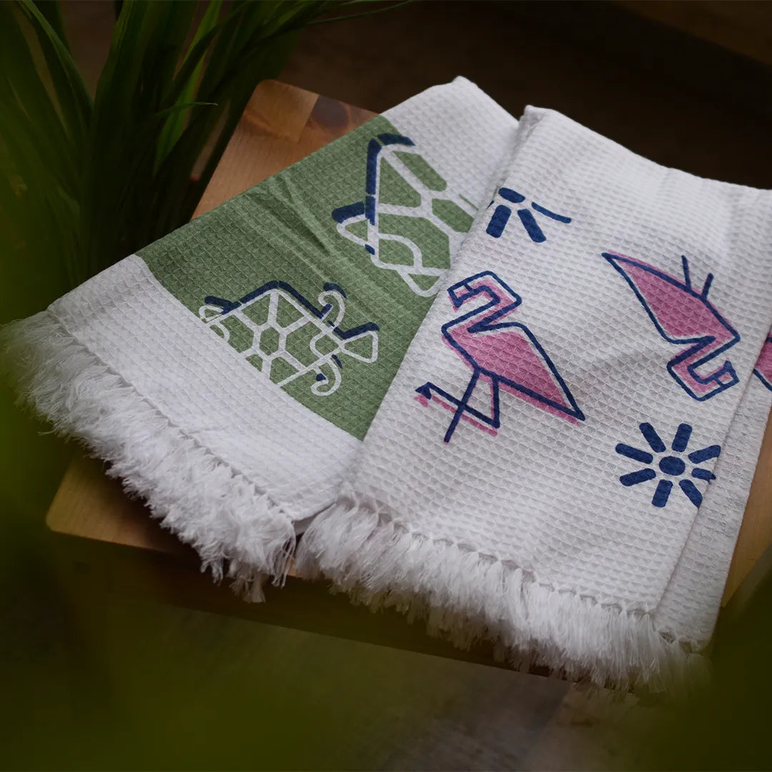 Cotton Waffle Bath Towel (Pack of 2)- Tides & Tales