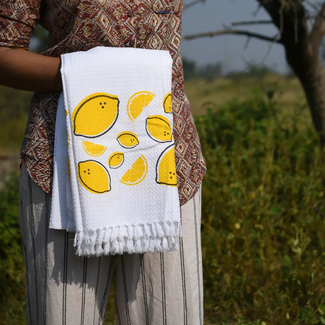 Cotton Waffle Bath Towel (Pack of 2) - Flying Fruits