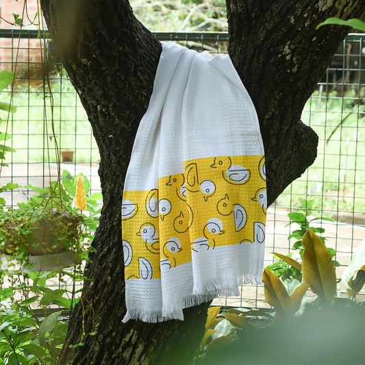 Cloud Soft Waffle Towel - Duck Print