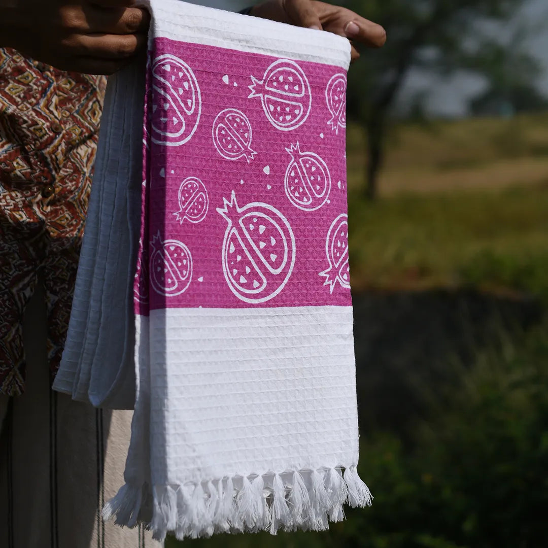 Cotton Waffle Bath Towel (Pack of 2) - Flying Fruits