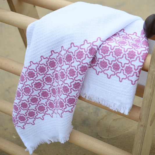 Cloud Soft Waffle Towel - Violet Purrfect & Pink Grand Cast Print (Pack of 2)