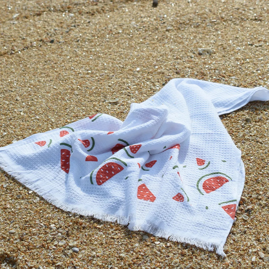 Cloud Soft Waffle Towel - Summer Melon Print