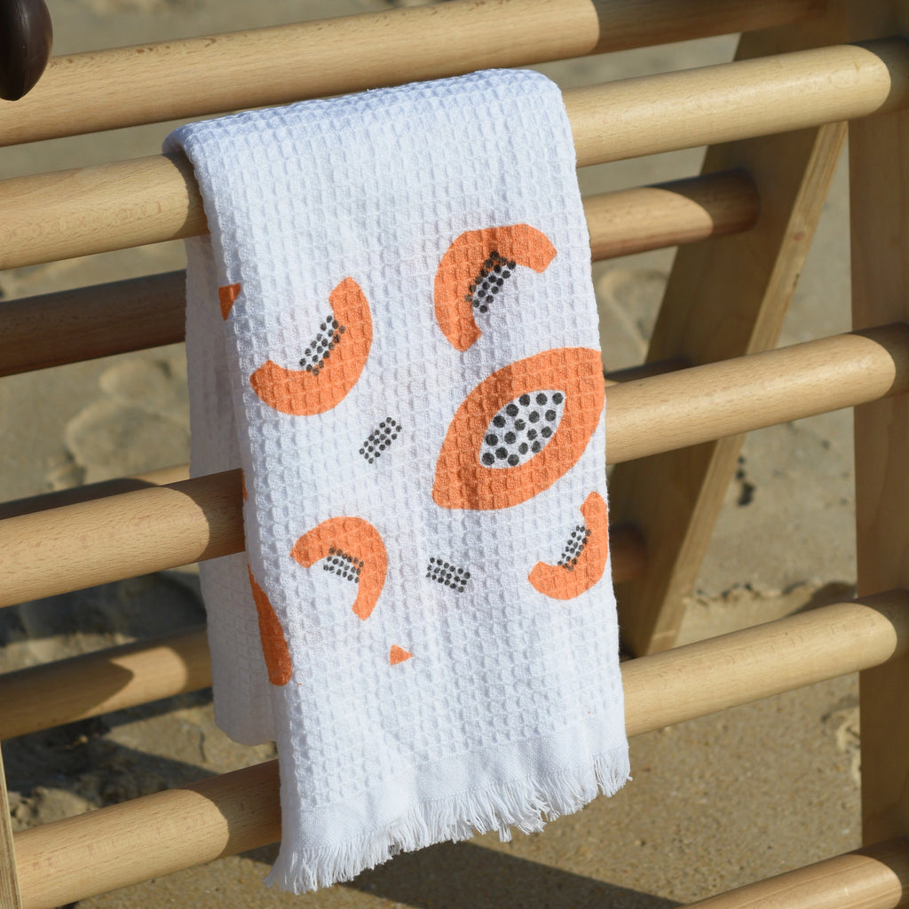 Cloud Waffle Bath Towel - Papaya