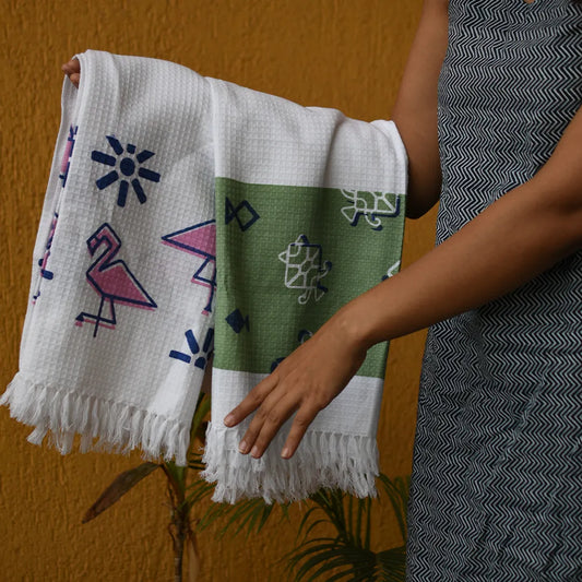 Cotton Waffle Bath Towel (Pack of 2)- Tides & Tales