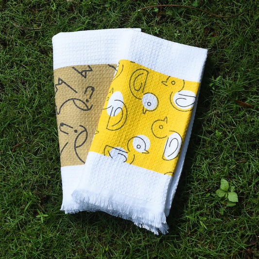 Cloud Soft Waffle Towel - Duck & Pup Print (Pack of 2)