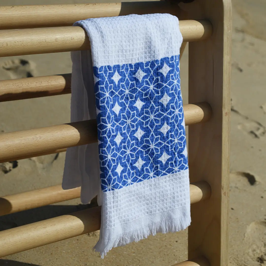 Cloud Waffle Bath Towel - Blue Astra