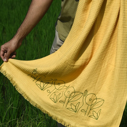 Cloud Soft Waffle Embroidered Towel - Garden