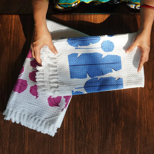 Cotton Waffle Bath Towel (Pack of 2)- Tropical Night