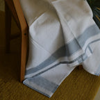 Dense Weave Waffle bath towel - White with grey side strip