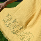 Cloud Waffle Bath Towel - Garden Embroidery
