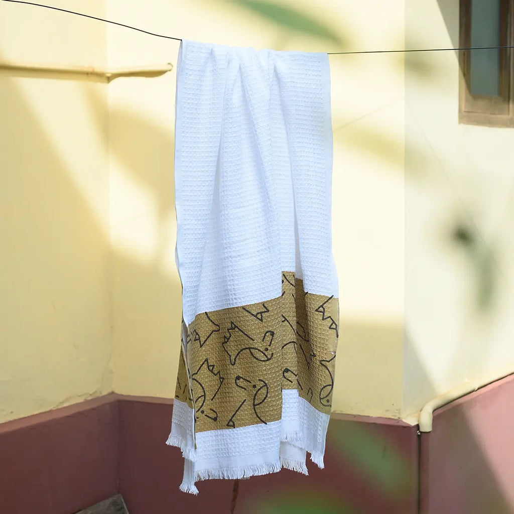 Cloud Waffle Bath Towel - Pup