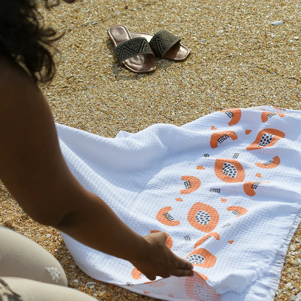 Cloud Waffle Bath Towel - Papaya