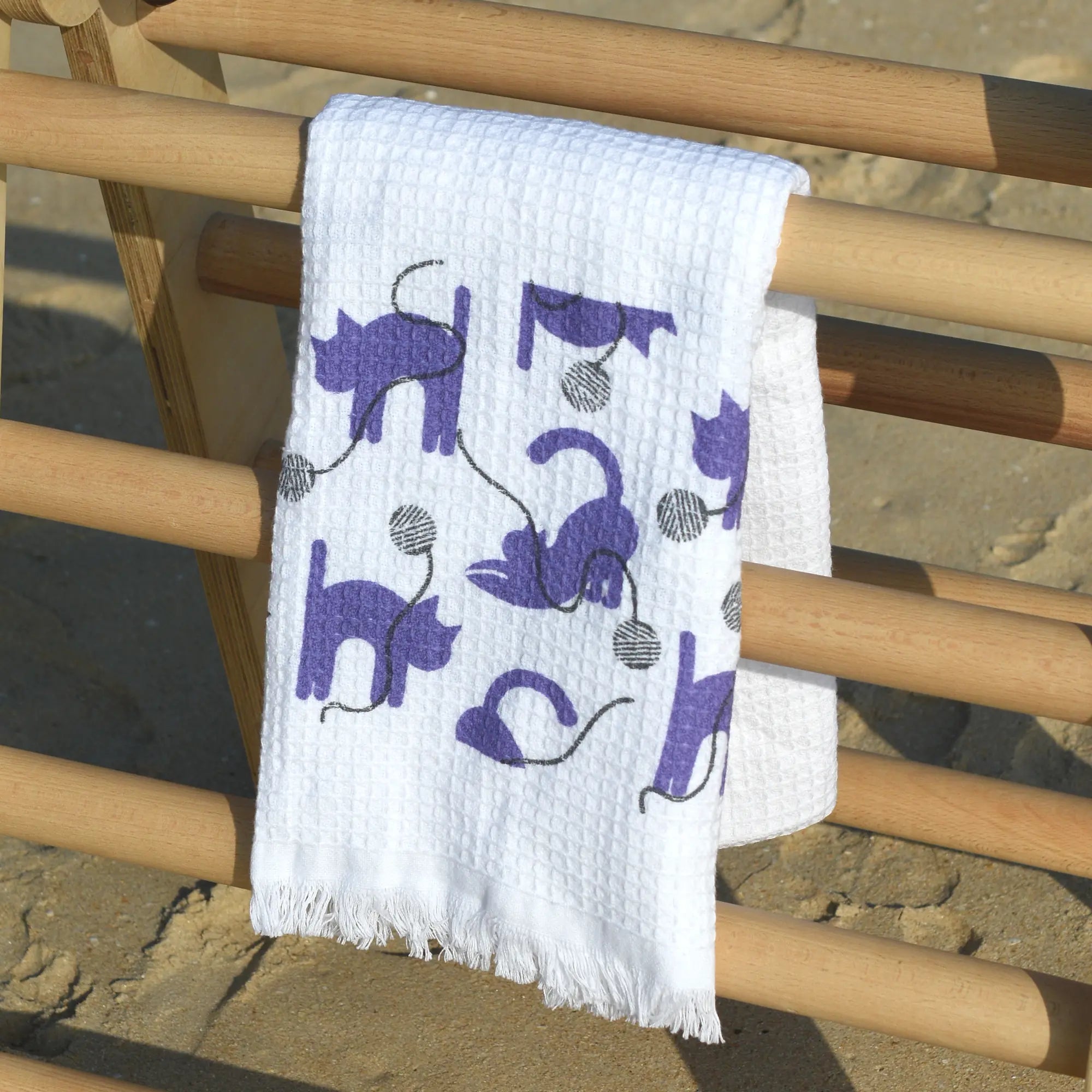 Cloud Waffle Bath Towel - Violet Purrfect