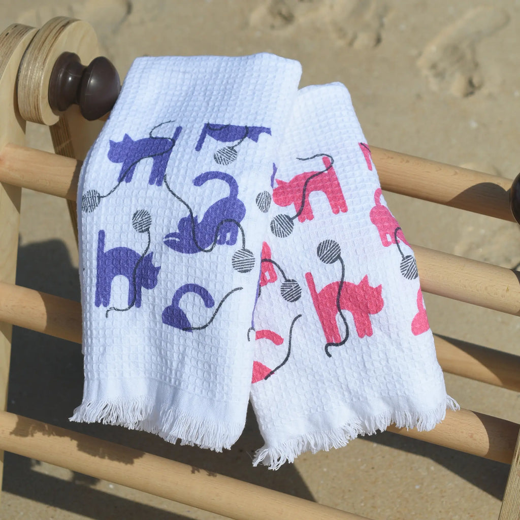 Cloud Waffle Bath Towel - Violet & Pink Purrfect (Pack of 2)