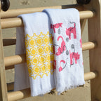 Cloud Waffle Bath Towel - Pink Purrfect & Yellow Cast (Pack of 2)