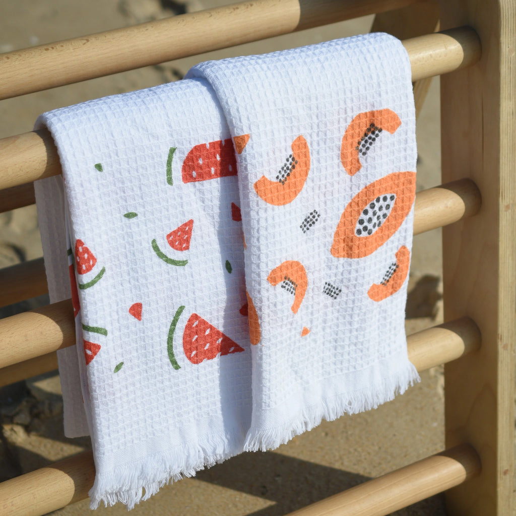 Cloud Waffle Bath Towel - Melon & Papaya (Pack of 2)