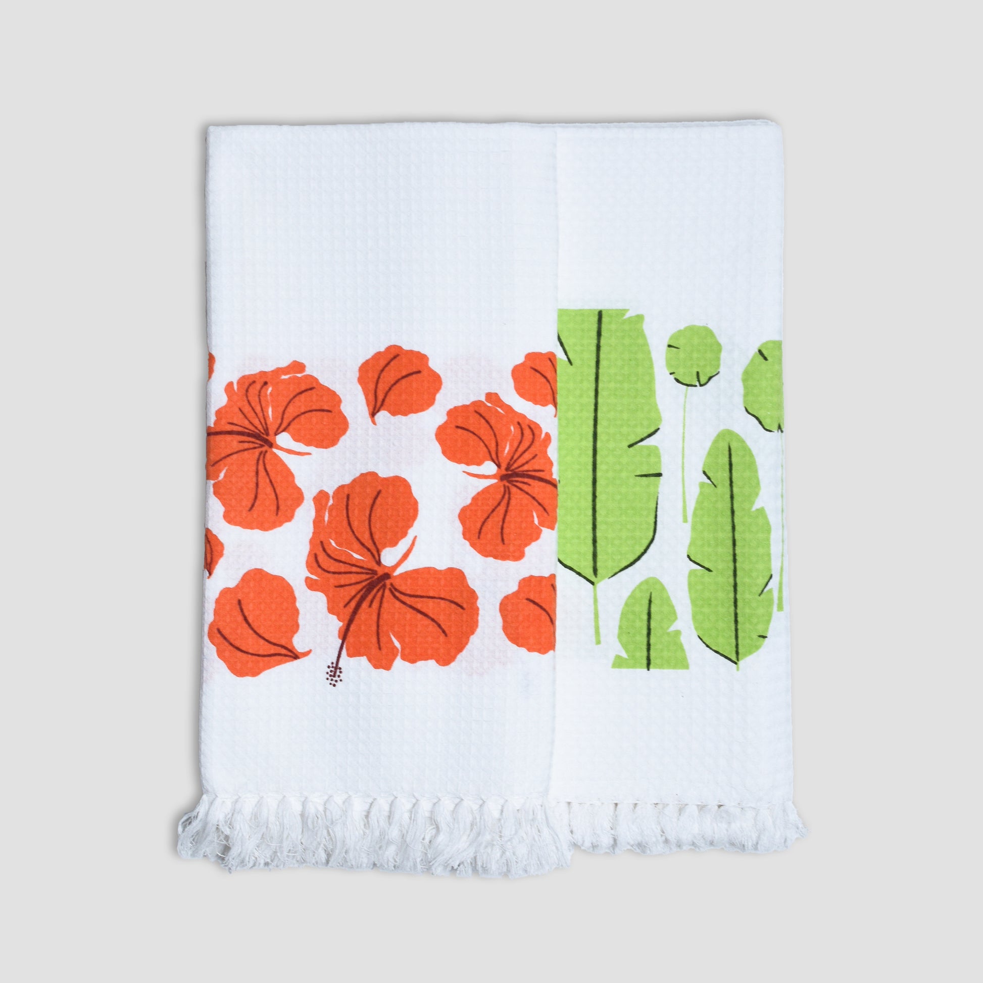 Cotton Waffle Bath Towel (Pack of 2)- Tropical Lush
