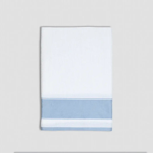 Dense Weave Waffle bath towel - White with grey side strip